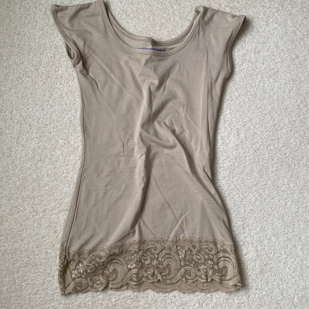 Downeast lace tee xxs beige